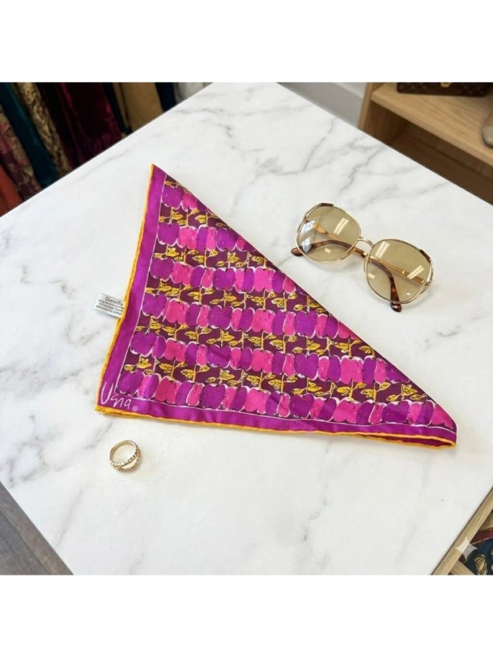 Vintage Vera Neumann 50s MCM Apple Pink Fruit Scarf Rockabilly Kitsch Accessory